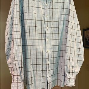 Brooks Brothers Blue&Gray Button Down Shirt Non Iron stretch 18 1/2 38/39